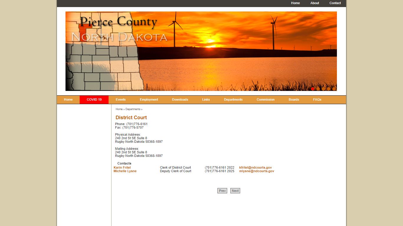 Pierce County, North Dakota - Departments - District Court